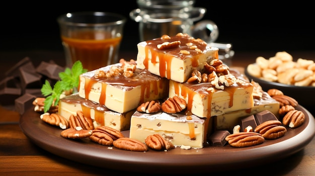 Homemade gourmet dessert chocolate caramel fudge