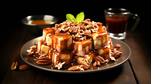 Homemade gourmet dessert chocolate caramel fudge