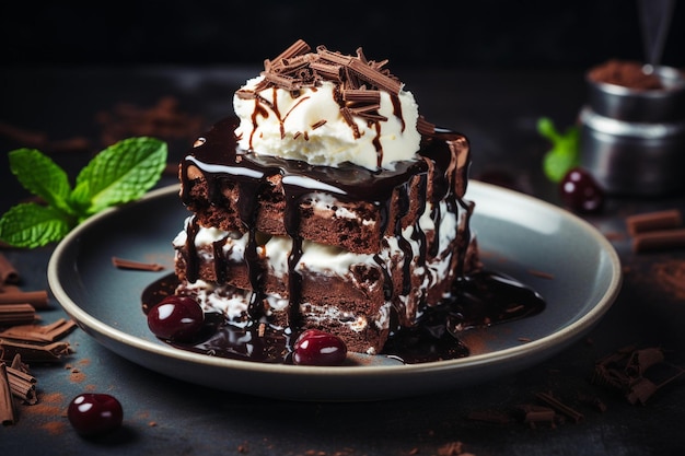 Homemade gourmet dessert chocolate cookie with colorful candy decoration