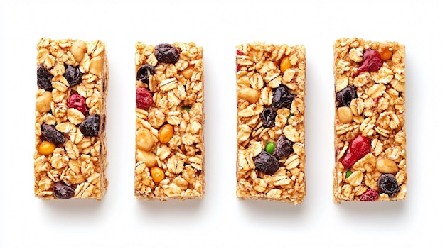 Homemade Granola Bars on White Background