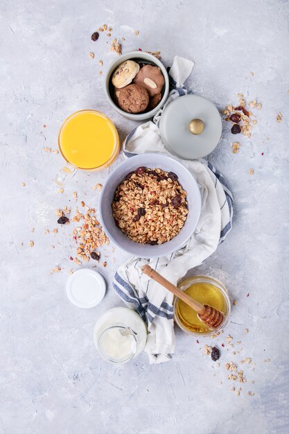 Homemade granola breakfast