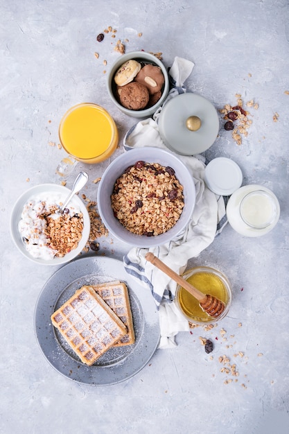 Homemade granola breakfast