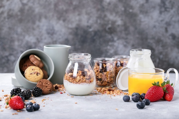 Homemade granola breakfast