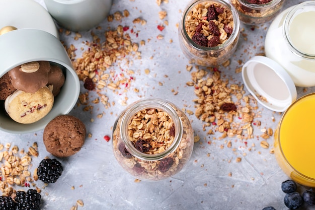 Homemade granola breakfast