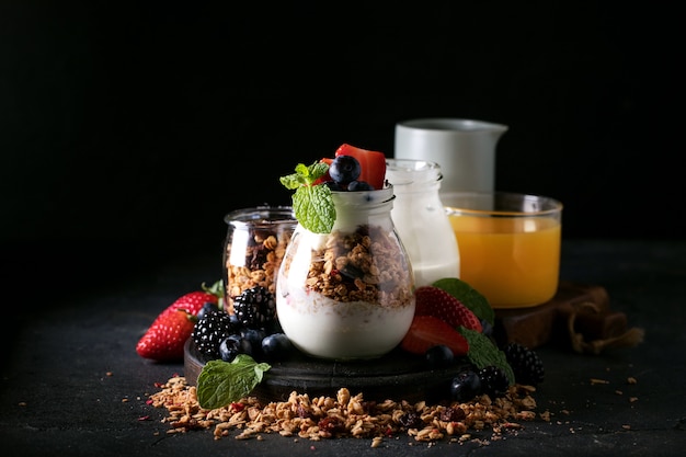 Homemade granola breakfast