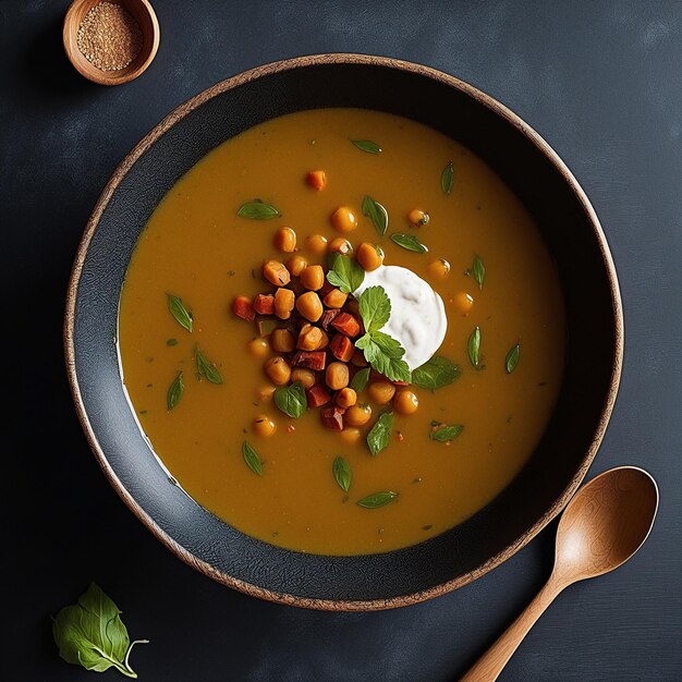 Photo homemade healthy chickpea bean moroccan traditional soup morocco vegetarian culture photography