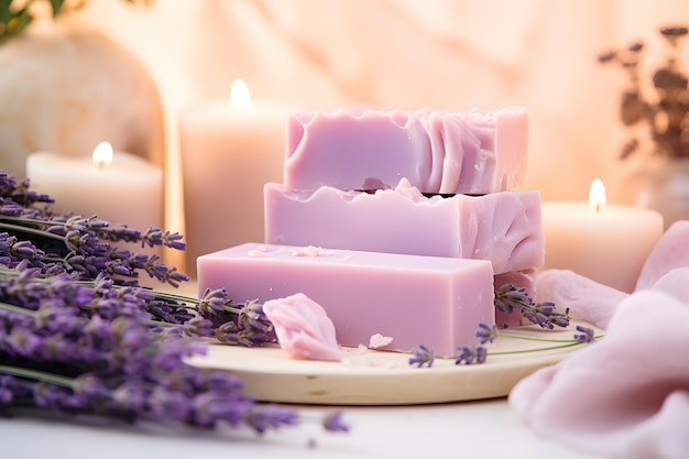 Homemade Lavender Flower Handmade Soap Bars