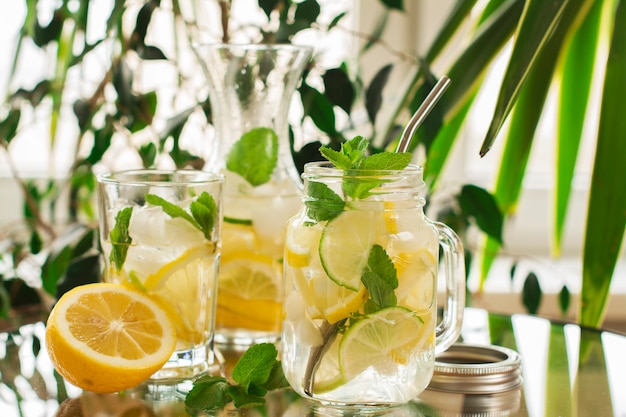 Homemade lemonade in mason jar