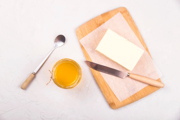 Homemade liquid ghee or clarified butter in