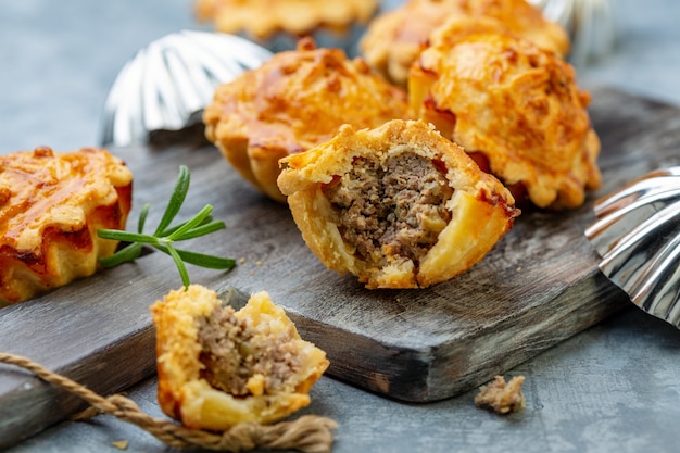 Homemade mini-pies with meat filling