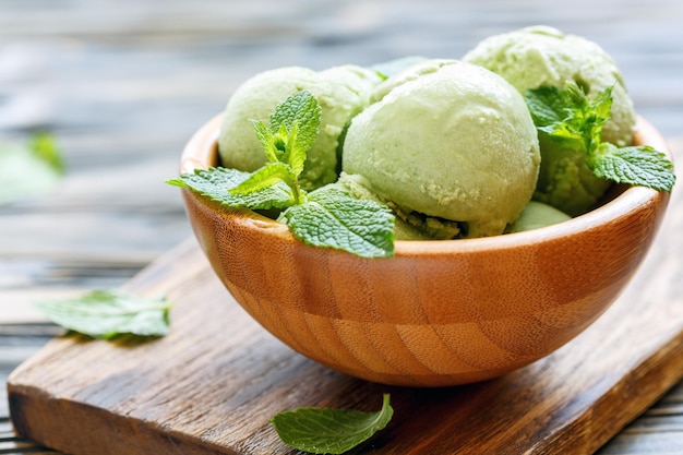 Homemade mint ice cream