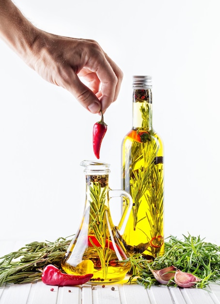 Homemade oil with herbs