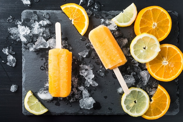 Homemade orange popsicles