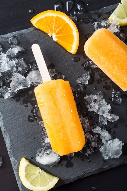 Homemade orange popsicles