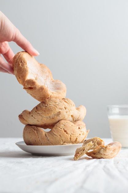 Homemade pastry breakfast with milk