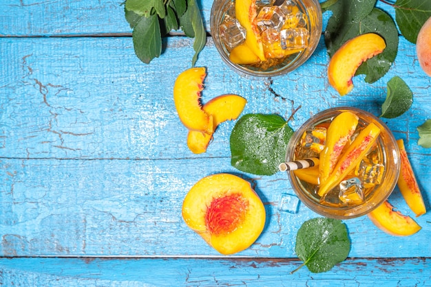 Homemade peach ice tea