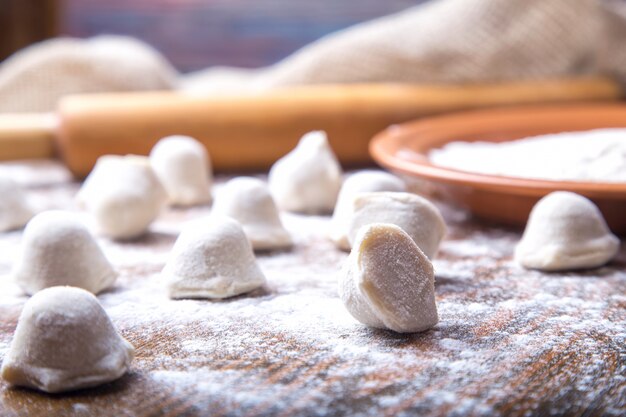 Homemade pelmeni. Russian dumplings.