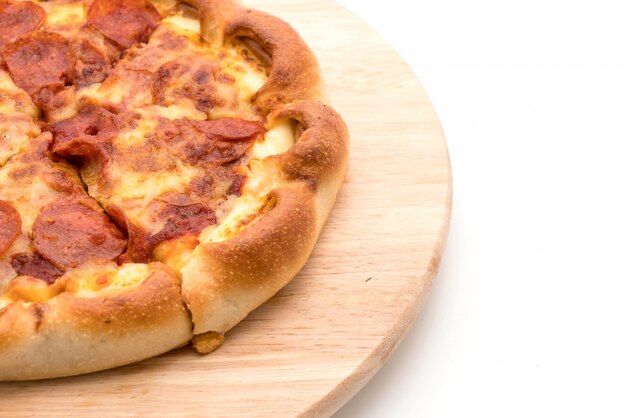 Homemade Pepperoni Pizza on white background 