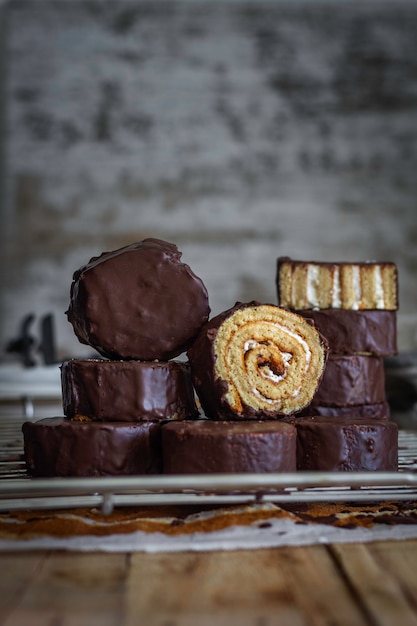 Homemade Phoskitos. Chocolate cupcakes stuffed with mascarpone.