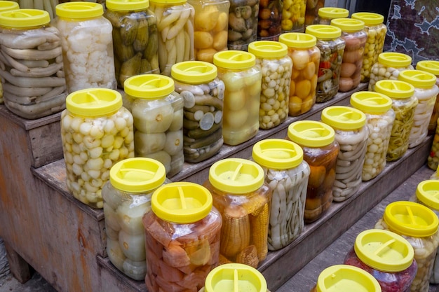 Homemade Pickled Vegetables in Jars Ready to EatxA