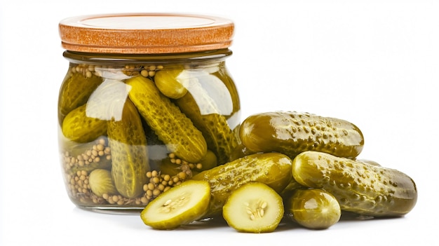 Homemade Pickles Isolated on White Background