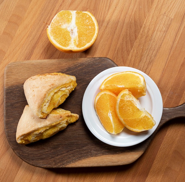 Homemade pies with tangerine cream, homemade cakes