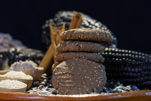 Homemade pinole cookies with amaranth