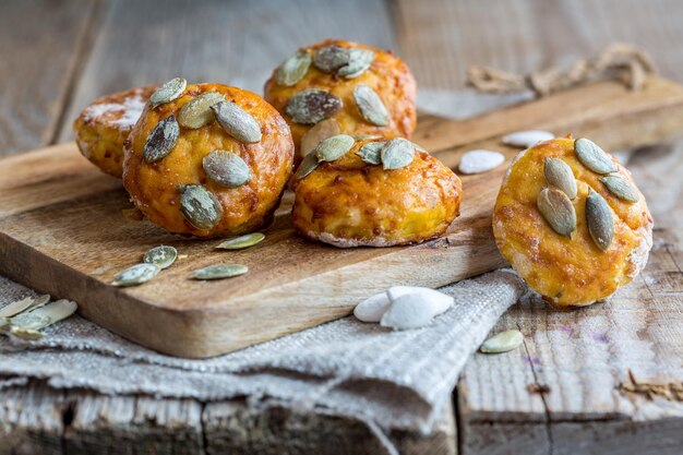 Homemade pumpkin buns with thyme