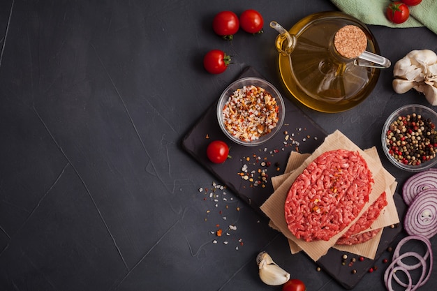 Homemade raw organic minced beef meat steak