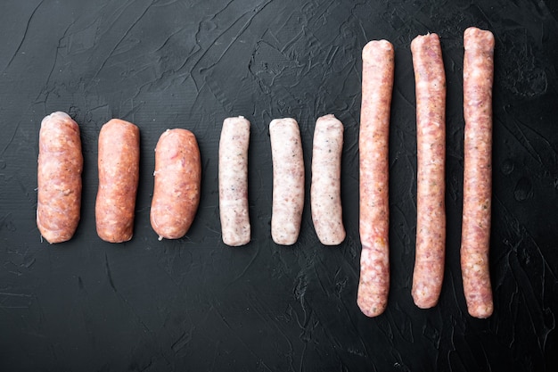 Homemade raw sausages on the table