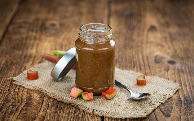 Homemade Rhubarb Jam close up selective focus