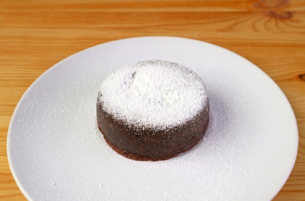 Homemade Rich and Moist Mini Chocolate Cake Sprinkled with Icing Sugar