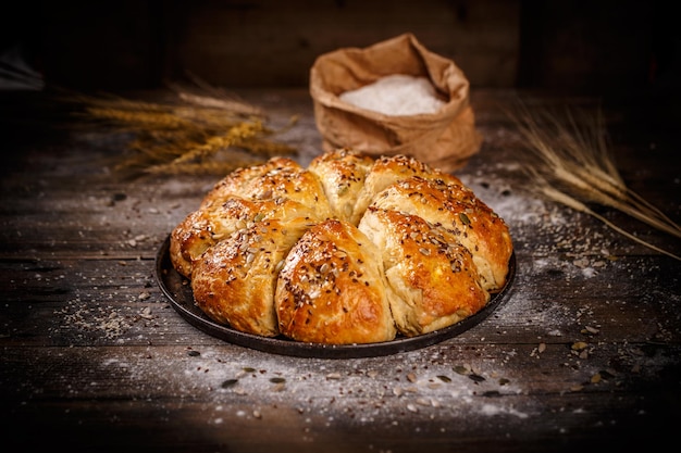 Homemade rustic triangle buns