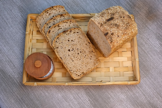 Homemade rye wheat bread baked