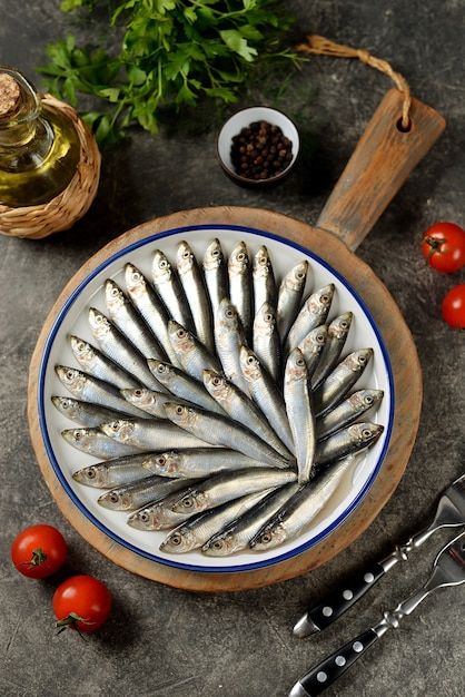 Homemade salted sprat salted small fish