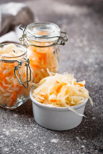 Homemade sauerkraut or pickled cabbage