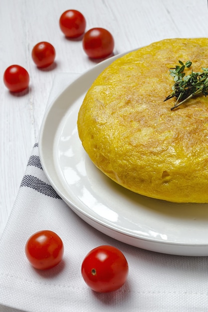 Homemade Spanish omelette with potatoes and eggs. Traditional spanish food