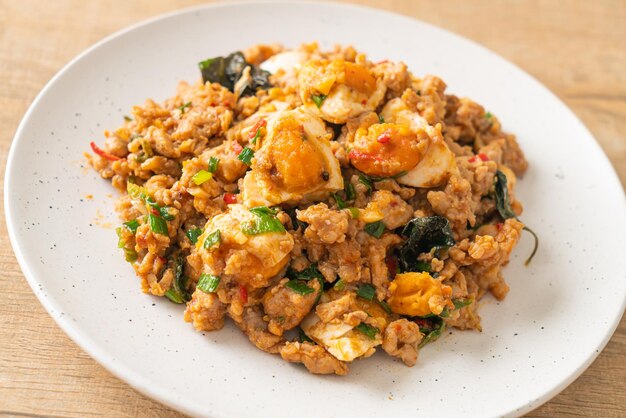 Homemade Stir Fried Minced Pork with Salted Egg