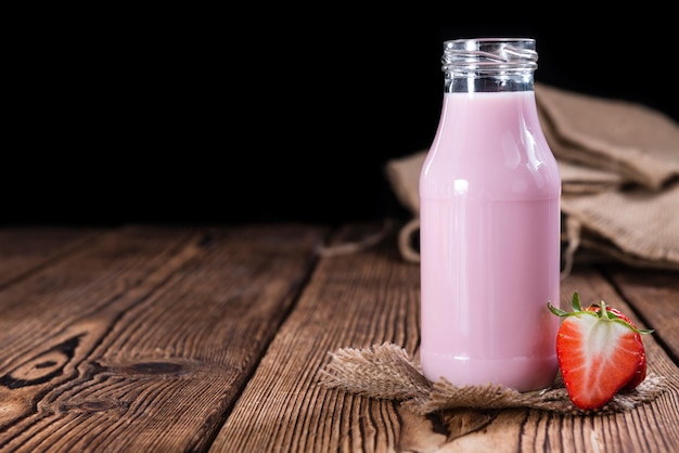 Homemade Strawberry Milk selective focus