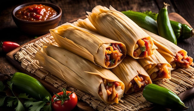 Homemade Tamales Freshly Prepared for Dinner