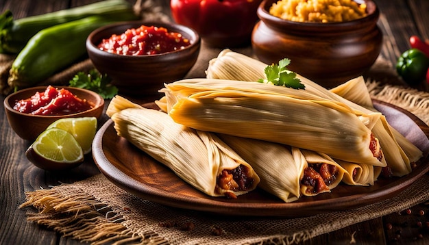 Homemade Tamales Freshly Prepared for Dinner