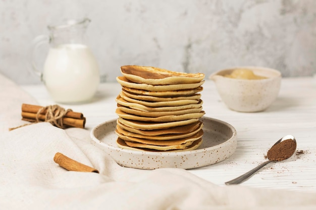 homemade tasty pancakes on plate