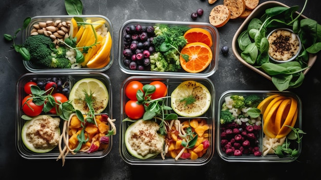 Homemade Vegan Food in Lunch Boxes with Healthy Vegetables