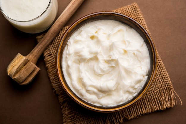 Homemade white Butter or Makhan or Makkhan in Hindi, served in a bowl. selective focus