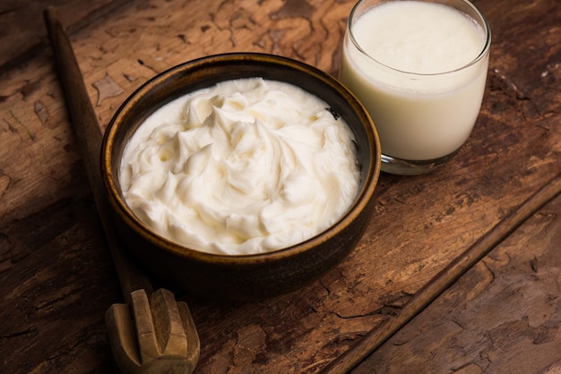 Homemade white Butter or Makhan or Makkhan in Hindi, served in a bowl. selective focus