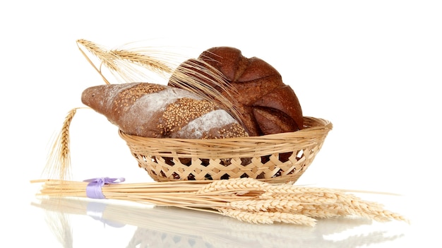 Homemade whole bread isolated on white background