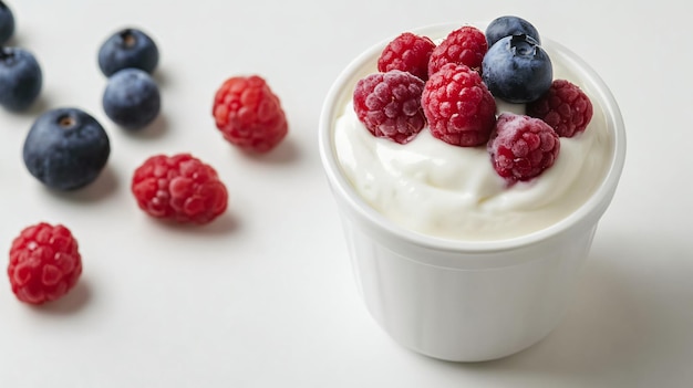 Homemade Yogurt on White Background