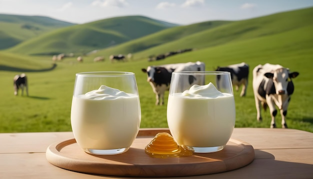 homemade yogurt with honey in a glass