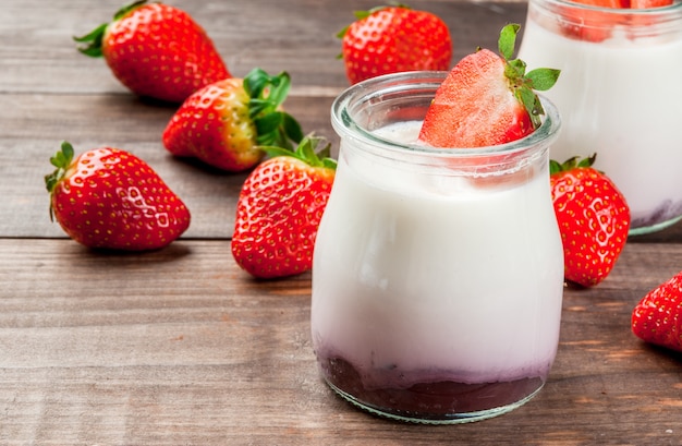 Homemade yogurt with strawberries