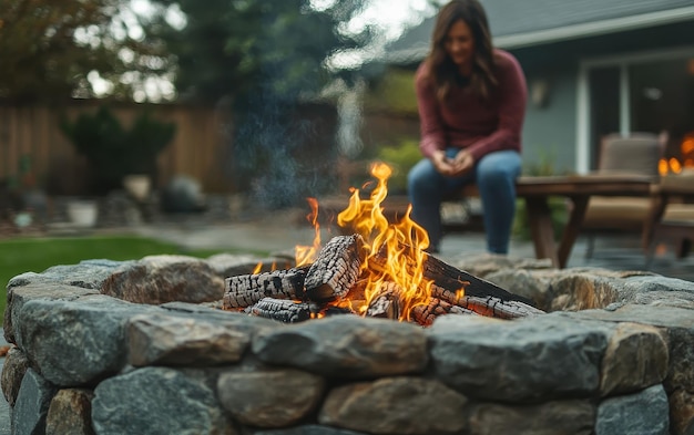 Homeowner building a fire pit for gatherings